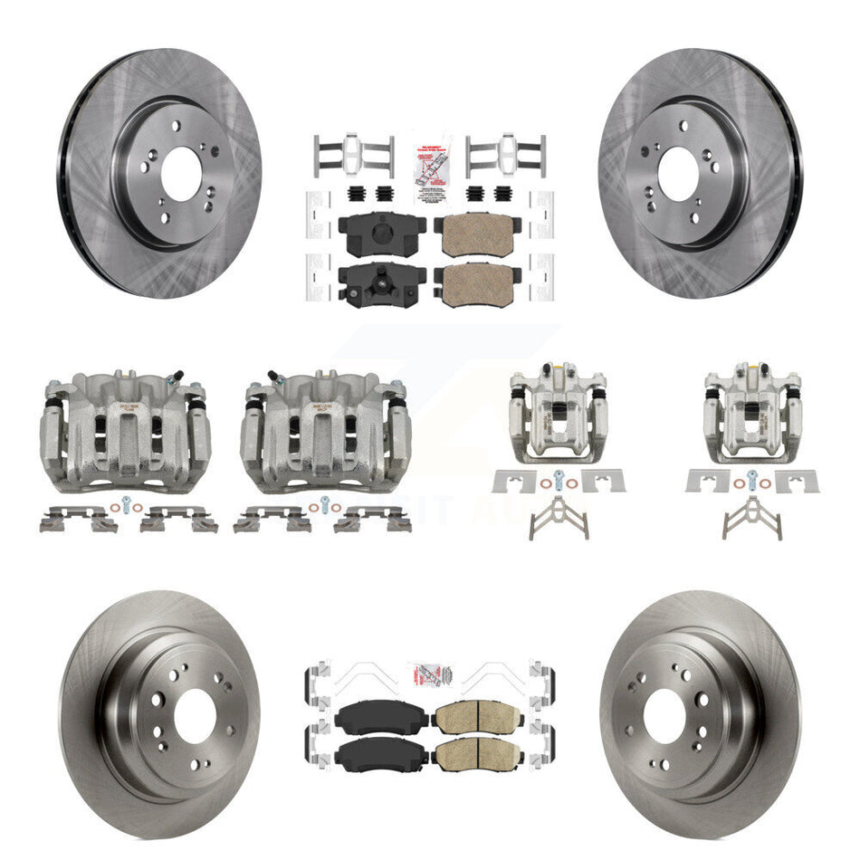 Front Rear Disc Brake Caliper Rotors And Ceramic Pads Kit (10Pc) For Honda Crosstour KC8-102219N