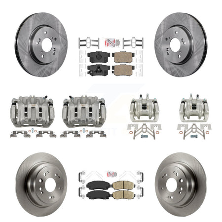Front Rear Disc Brake Caliper Rotors & Ceramic Pad Kit (10Pc) For Honda Accord Crosstour KC8-102221N