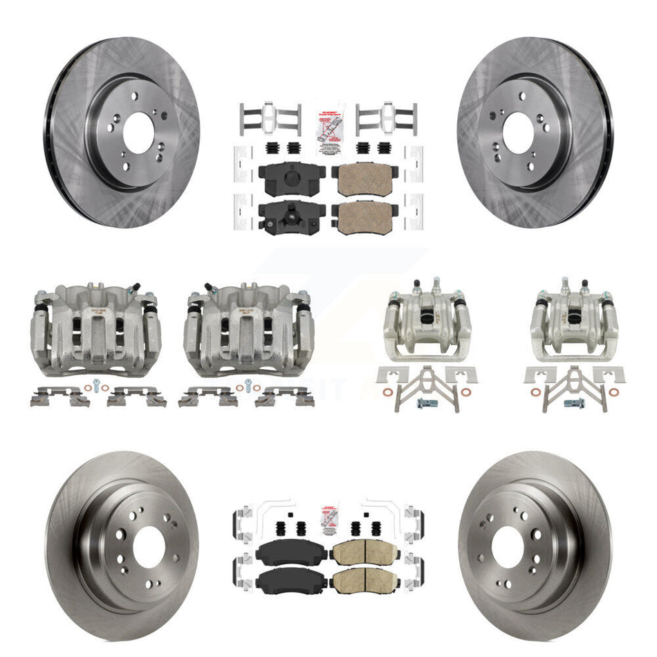 Front Rear Disc Brake Caliper Rotors & Ceramic Pad Kit (10Pc) For Honda Accord Crosstour KC8-102222N