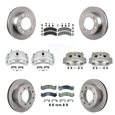 Front Rear Brake Caliper Rotor And Ameribrakes Pad Kit (10Pc) For Chevrolet Express 4500 KC8-102253N
