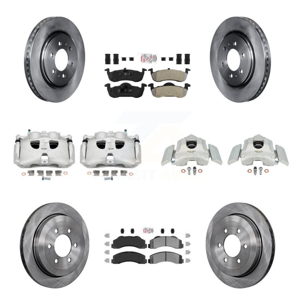 Front Rear Disc Brake Caliper Rotors And Semi-Metallic Pads Kit (10Pc) For 2010-2017 Ford Expedition Lincoln Navigator KC8-102277N