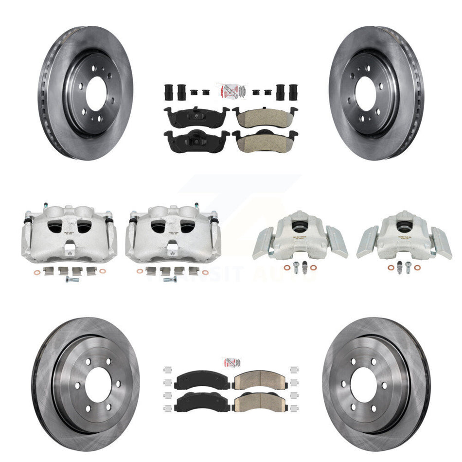 Front Rear Disc Brake Caliper Rotors And PADSMATERIAL Pads Kit (10Pc) For 2010-2017 Ford Expedition Lincoln Navigator KC8-102278N