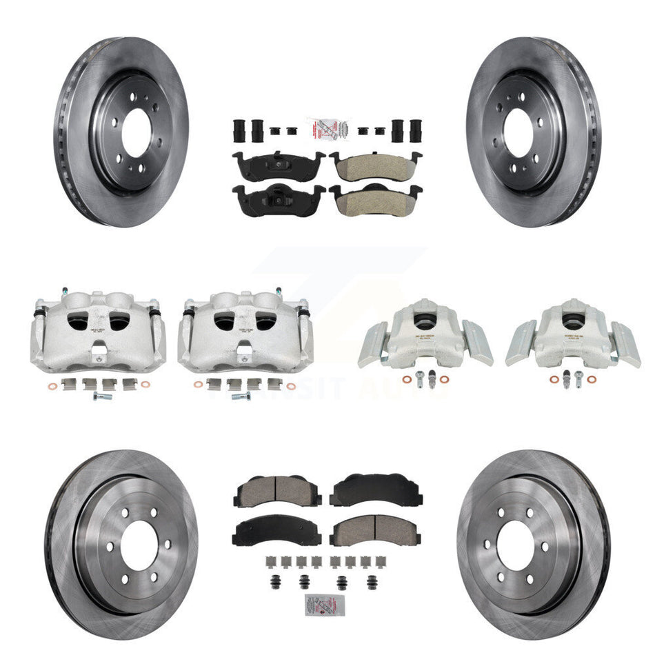 Front Rear Disc Brake Caliper Rotors And Semi-Metallic Pads Kit (10Pc) For 2010-2017 Ford Expedition Lincoln Navigator KC8-102279N