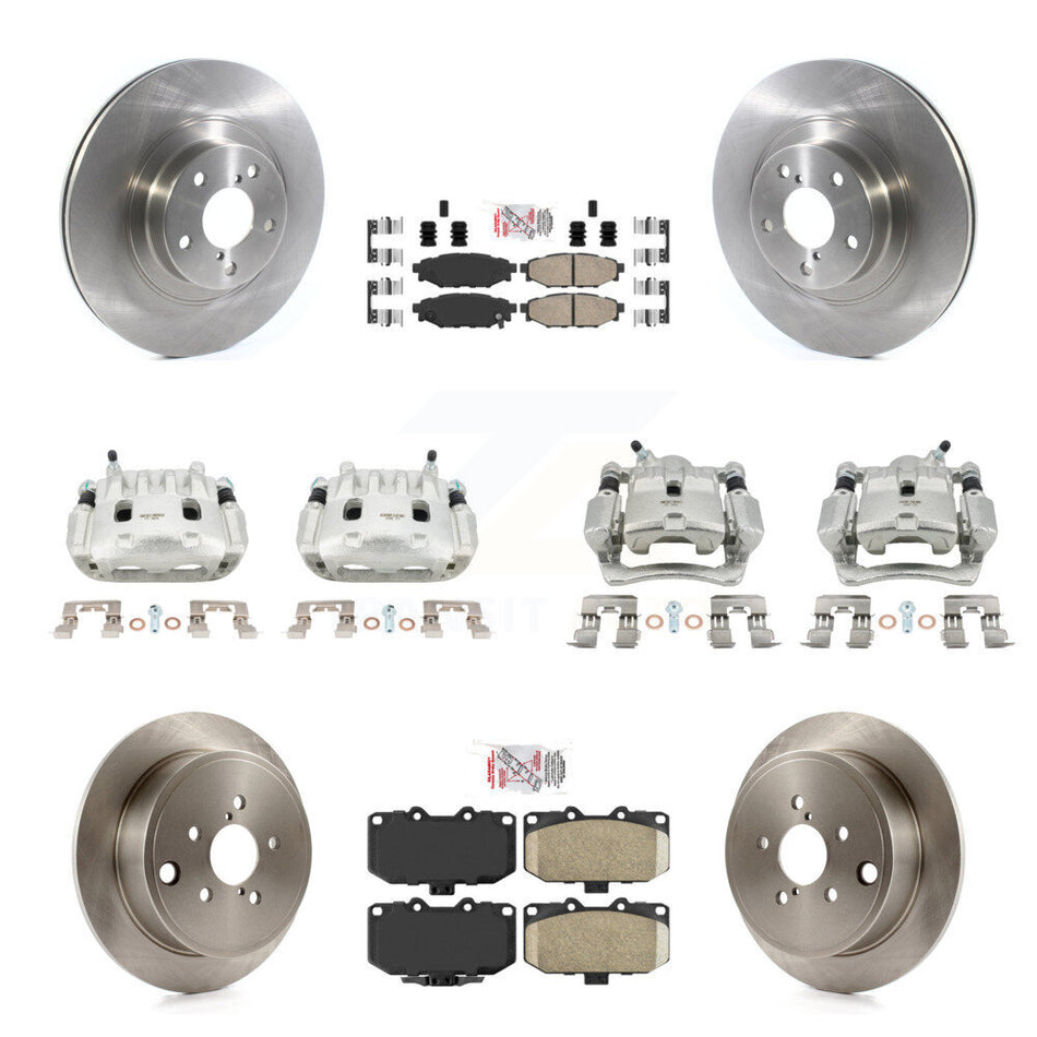 Front Rear Disc Brake Caliper Rotor & Ceramic Pad Kit (10Pc) For 2008 Subaru Impreza WRX KC8-102285N
