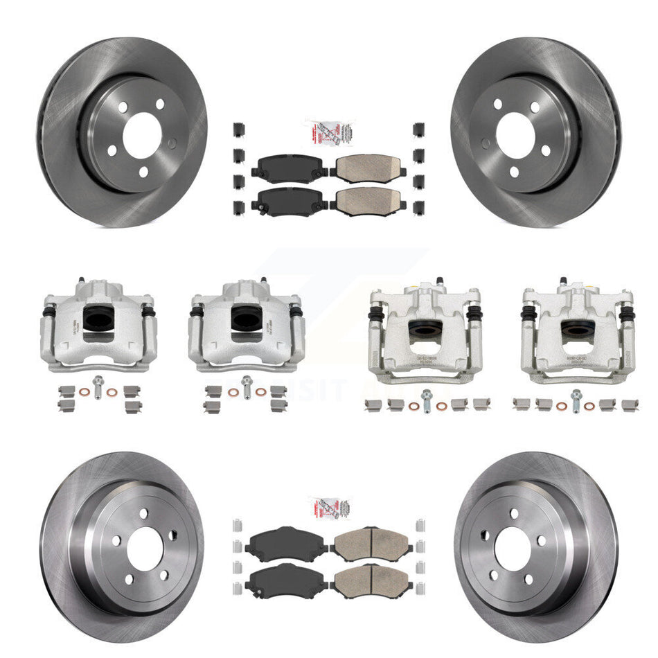 Front Rear Disc Brake Caliper Rotors And Ceramic Pads Kit (10Pc) For Dodge Nitro KC8-102299N