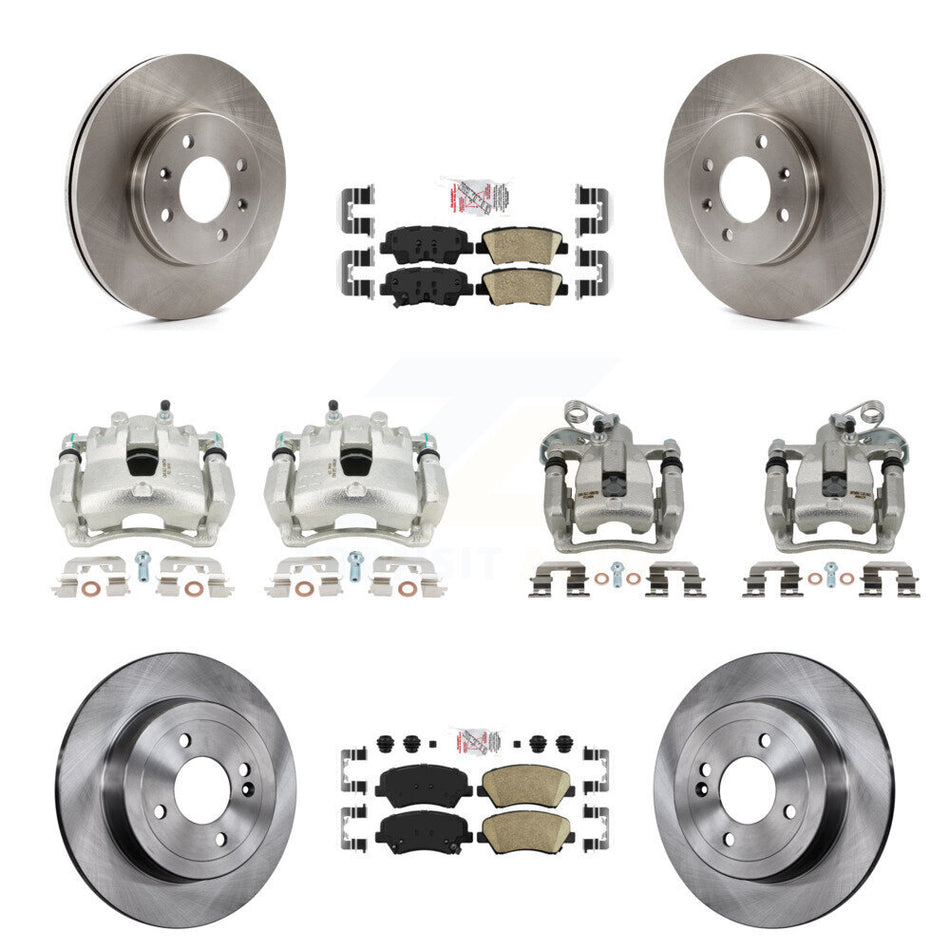 Front Rear Disc Brake Caliper Rotors And Ceramic Pads Kit (10Pc) For 2012-2016 Hyundai Accent KC8-102306N