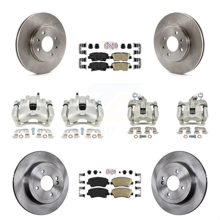 Front Rear Disc Brake Caliper Rotors And Ceramic Pads Kit (10Pc) For 2012-2016 Hyundai Accent KC8-102308N by Transit Auto