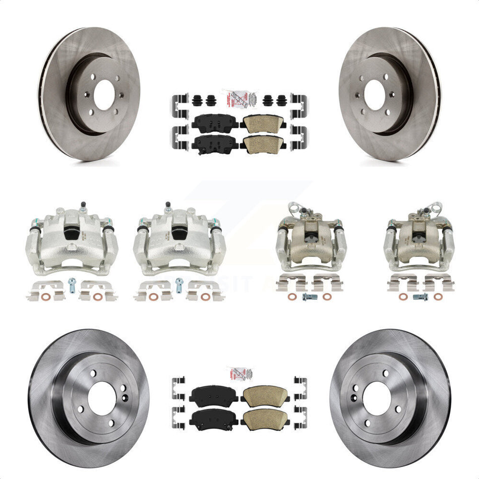 Front Rear Disc Brake Caliper Rotors And Ceramic Pads Kit (10Pc) For Kia Rio KC8-102313N by Transit Auto