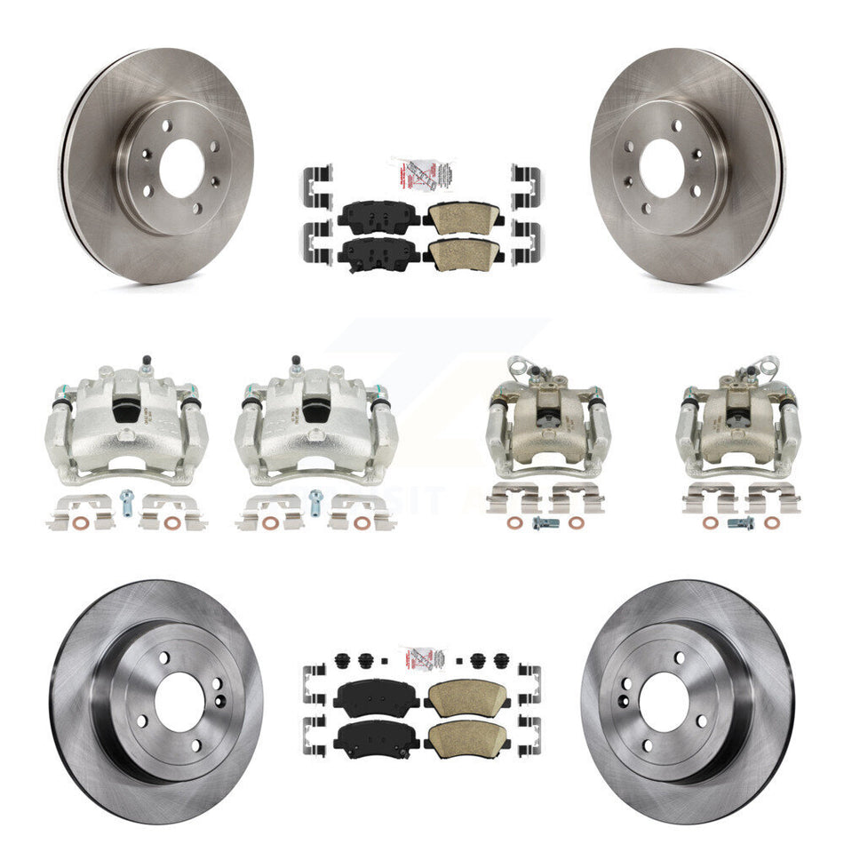 Front Rear Disc Brake Caliper Rotors And Ceramic Pads Kit (10Pc) For Kia Rio KC8-102314N