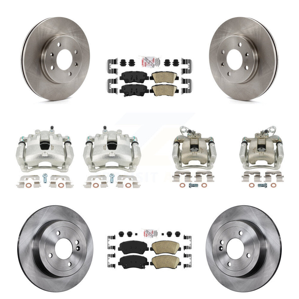 Front Rear Disc Brake Caliper Rotors And Ceramic Pads Kit (10Pc) For Kia Rio KC8-102316N