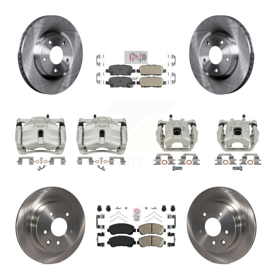 Front Rear Disc Brake Caliper Rotors And Ceramic Pads Kit (10Pc) For Nissan Rogue Select KC8-102318N