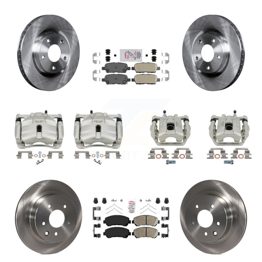 Front Rear Disc Brake Caliper Rotors And Ceramic Pads Kit (10Pc) For Nissan Rogue Select KC8-102320N