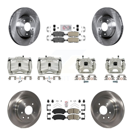 Front Rear Disc Brake Caliper Rotors And Ceramic Pads Kit (10Pc) For Nissan Rogue Select KC8-102320N