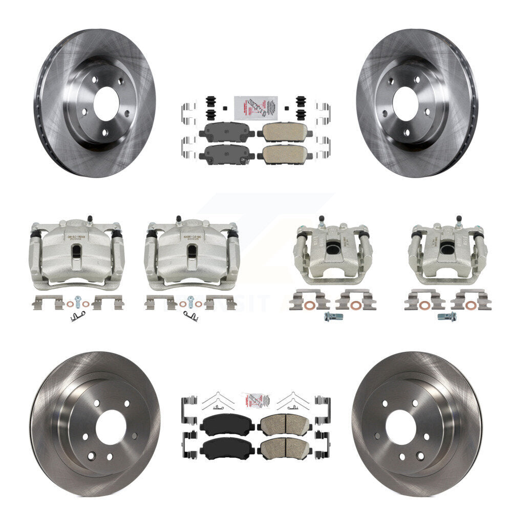 Front Rear Disc Brake Caliper Rotors And Ceramic Pads Kit (10Pc) For Nissan Rogue Select KC8-102321N