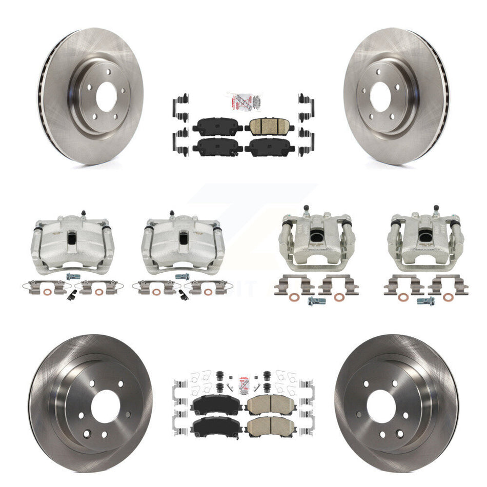 Front Rear Disc Brake Caliper Rotors And Ceramic Pads Kit (10Pc) For 2014-2015 Nissan Rogue SL With 3rd Row Seating KC8-102322N
