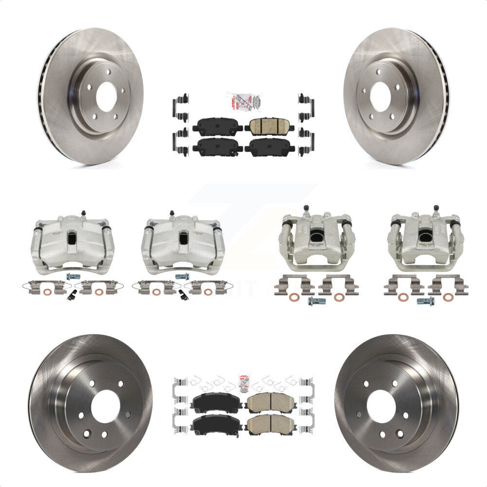 Front Rear Disc Brake Caliper Rotors And Ceramic Pads Kit (10Pc) For 2014-2015 Nissan Rogue SL With 3rd Row Seating KC8-102323N by Transit Auto