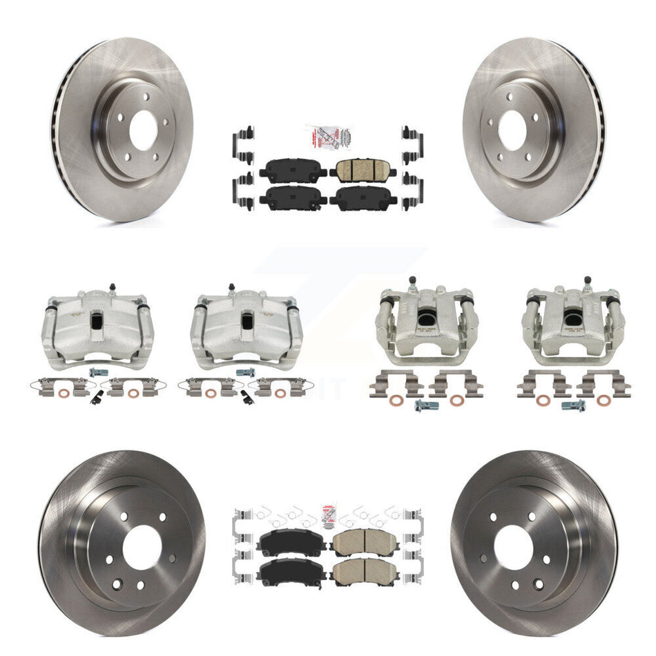 Front Rear Disc Brake Caliper Rotors And Ceramic Pads Kit (10Pc) For 2014-2015 Nissan Rogue SL With 3rd Row Seating KC8-102323N