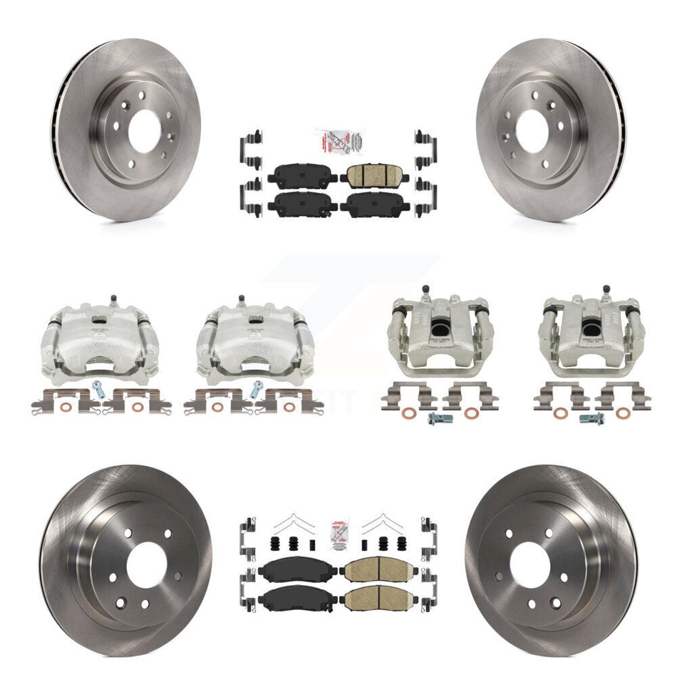 Front Rear Disc Brake Caliper Rotors And Ceramic Pads Kit (10Pc) For 2015 Nissan LEAF Vehicles Manufactured In Japan KC8-102331N