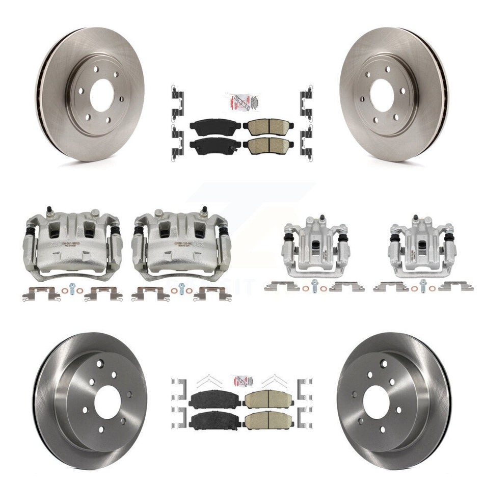 Front Rear Disc Brake Caliper Rotors And Ceramic Pads Kit (10Pc) For Suzuki Equator KC8-102351N