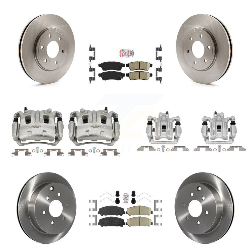 Front Rear Disc Brake Caliper Rotors And Ceramic Pads Kit (10Pc) For Suzuki Equator KC8-102352N