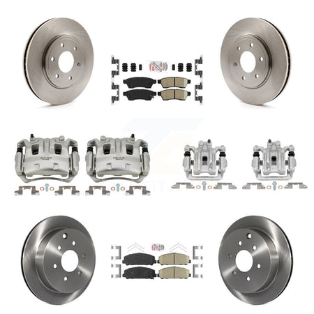 Front Rear Disc Brake Caliper Rotors And Ceramic Pads Kit (10Pc) For Suzuki Equator KC8-102353N