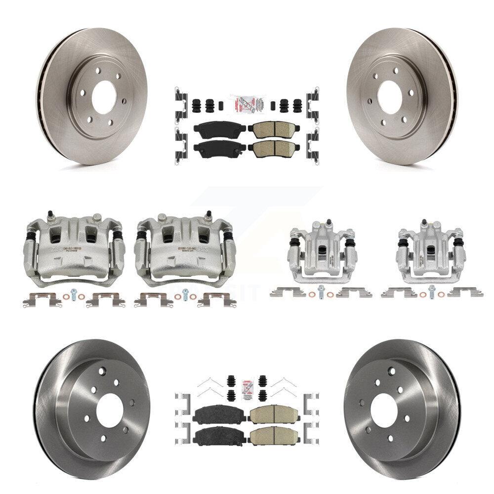Front Rear Disc Brake Caliper Rotors And Ceramic Pads Kit (10Pc) For Suzuki Equator KC8-102354N