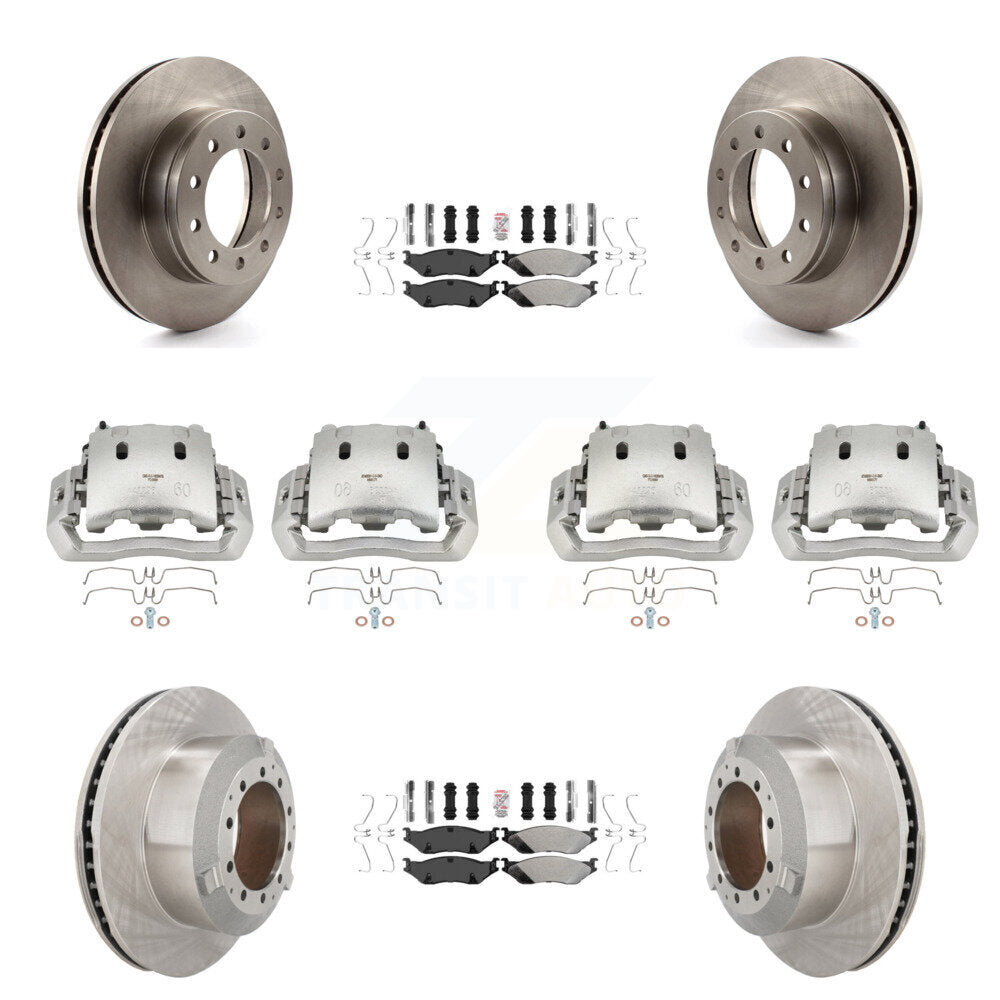 Front Rear Brake Caliper Rotors & Semi-Metallic Pad Kit (10Pc) For Ford F-450 Super Duty KC8-102355N