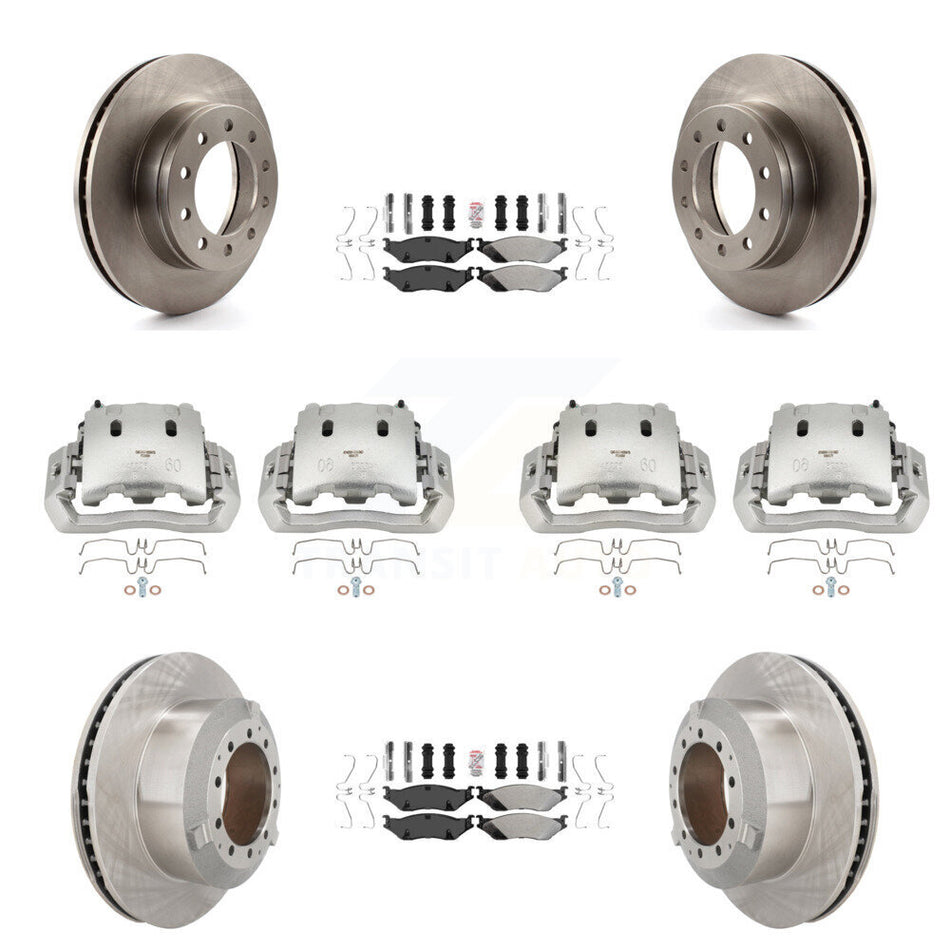 Front Rear Brake Caliper Rotors & Semi-Metallic Pad Kit (10Pc) For Ford F-450 Super Duty KC8-102355N