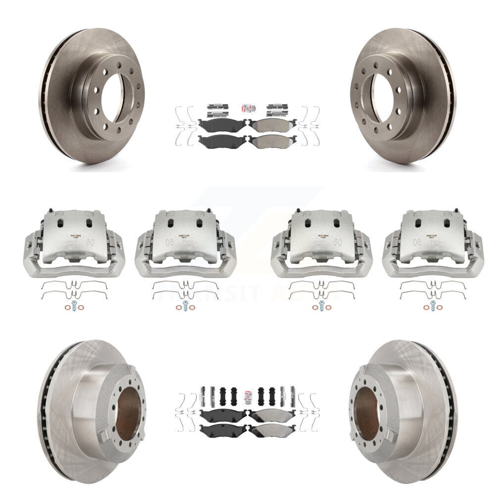 Front Rear Brake Caliper Rotors & Semi-Metallic Pad Kit (10Pc) For Ford F-450 Super Duty KC8-102357N