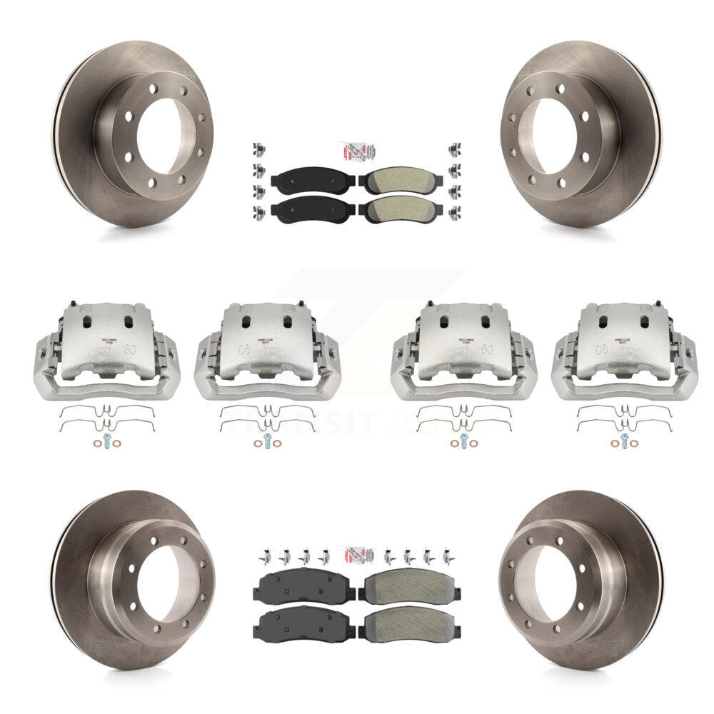 Front Rear Brake Caliper Rotors & Semi-Metallic Pad Kit (10Pc) For Ford F-450 Super Duty KC8-102363N