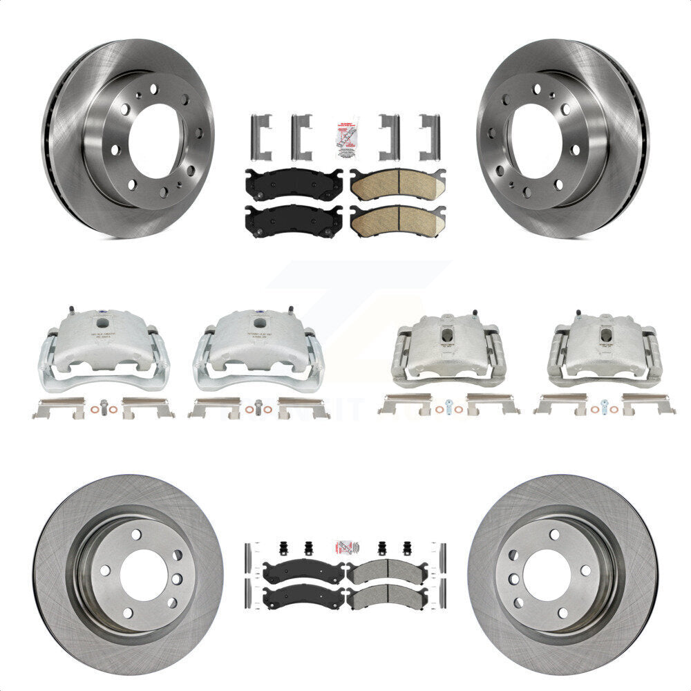 Front Rear Disc Brake Caliper Rotors And PADSMATERIAL Pads Kit (10Pc) For Chevrolet Silverado 2500 HD GMC Sierra 3500 Classic Suburban Yukon XL Avalanche KC8-102372N by Transit Auto