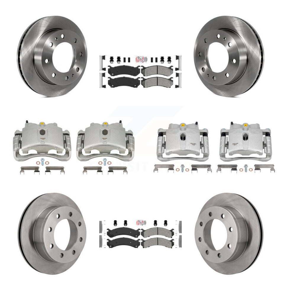 Front Rear Disc Brake Caliper Rotors And Semi-Metallic Pads Kit (10Pc) For Chevrolet Silverado 2500 HD GMC Sierra 3500 Classic Suburban Yukon XL Avalanche KC8-102375N