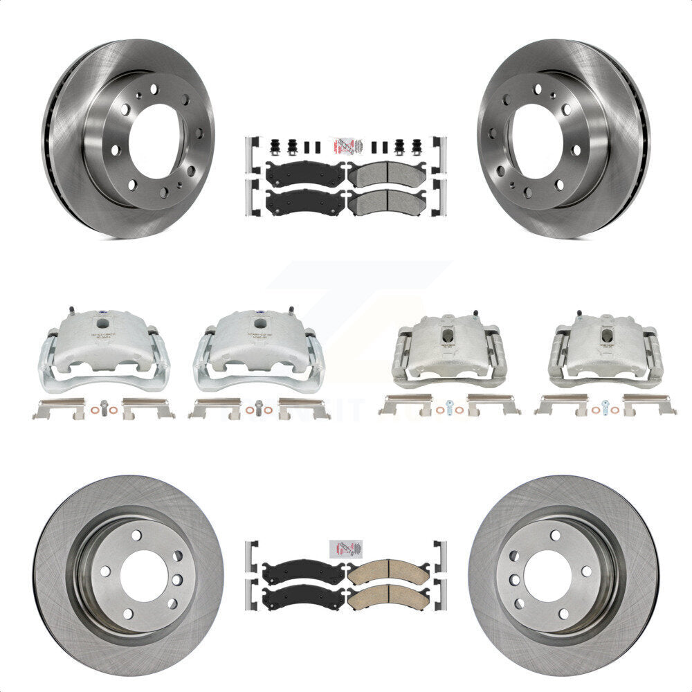 Front Rear Disc Brake Caliper Rotors And PADSMATERIAL Pads Kit (10Pc) For Chevrolet Silverado 2500 HD GMC Sierra 3500 Classic Suburban Yukon XL Avalanche KC8-102376N by Transit Auto