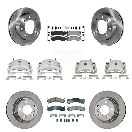 Front Rear Disc Brake Caliper Rotors And Semi-Metallic Pads Kit (10Pc) For Chevrolet Silverado 2500 HD GMC Sierra 3500 Classic Suburban Yukon XL Avalanche KC8-102377N by Transit Auto