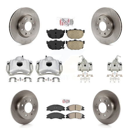 Front Rear Disc Brake Caliper Rotors Ameribrakes Pad Kit (10Pc) For Kia Spectra Spectra5 KC8-102378N