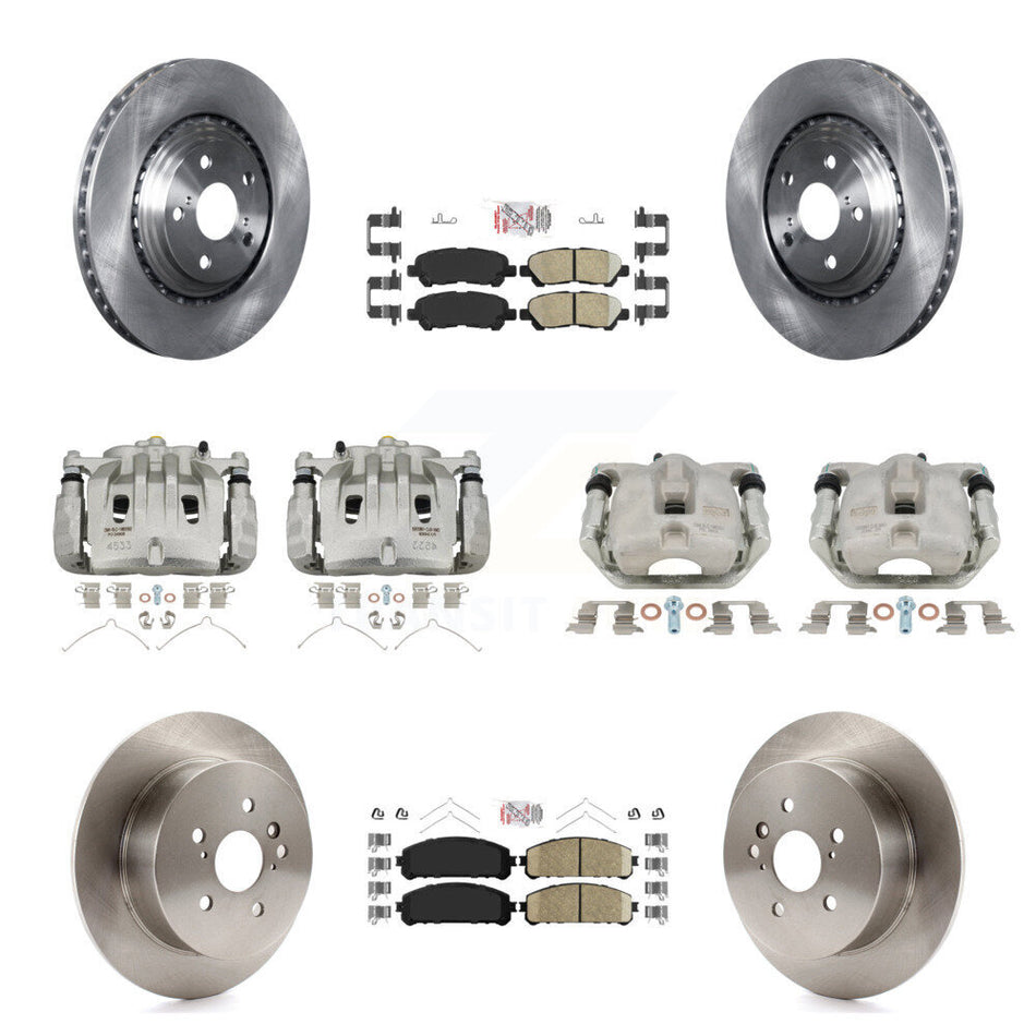 Front Rear Disc Brake Caliper Rotors And Ceramic Pads Kit (10Pc) For Toyota Highlander KC8-102387N