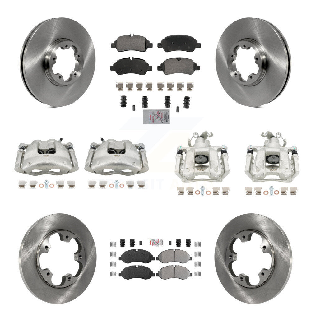 Front Rear Disc Brake Caliper Rotors & Semi-Metallic Pad Kit (10Pc) For Ford Transit-250 KC8-102388N