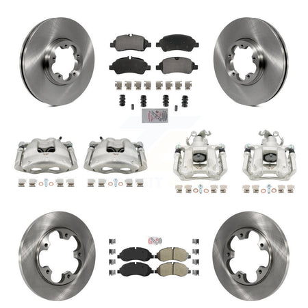 Front Rear Disc Brake Caliper Rotors & Semi-Metallic Pad Kit (10Pc) For Ford Transit-250 KC8-102389N