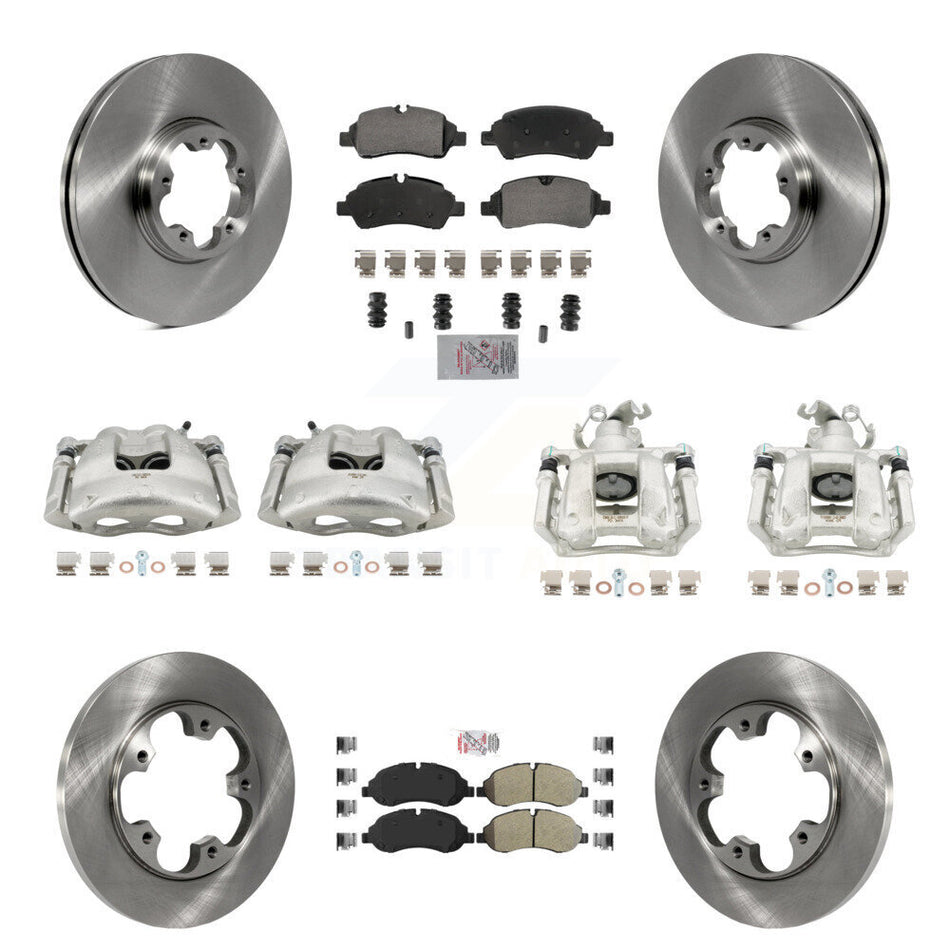 Front Rear Disc Brake Caliper Rotors & Semi-Metallic Pad Kit (10Pc) For Ford Transit-250 KC8-102389N