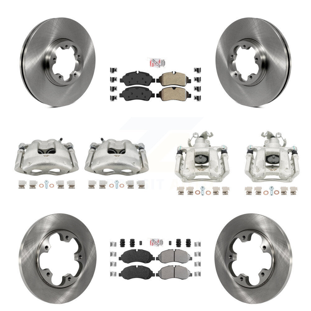 Front Rear Disc Brake Caliper Rotors & Semi-Metallic Pad Kit (10Pc) For Ford Transit-250 KC8-102394N