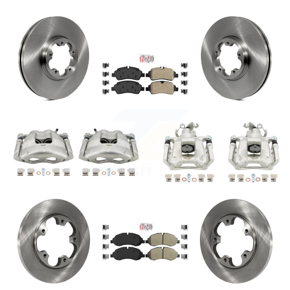 Front Rear Disc Brake Caliper Rotors & Semi-Metallic Pad Kit (10Pc) For Ford Transit-250 KC8-102395N