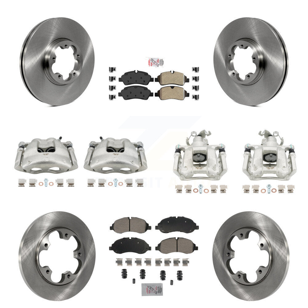 Front Rear Disc Brake Caliper Rotors & Semi-Metallic Pad Kit (10Pc) For Ford Transit-250 KC8-102396N