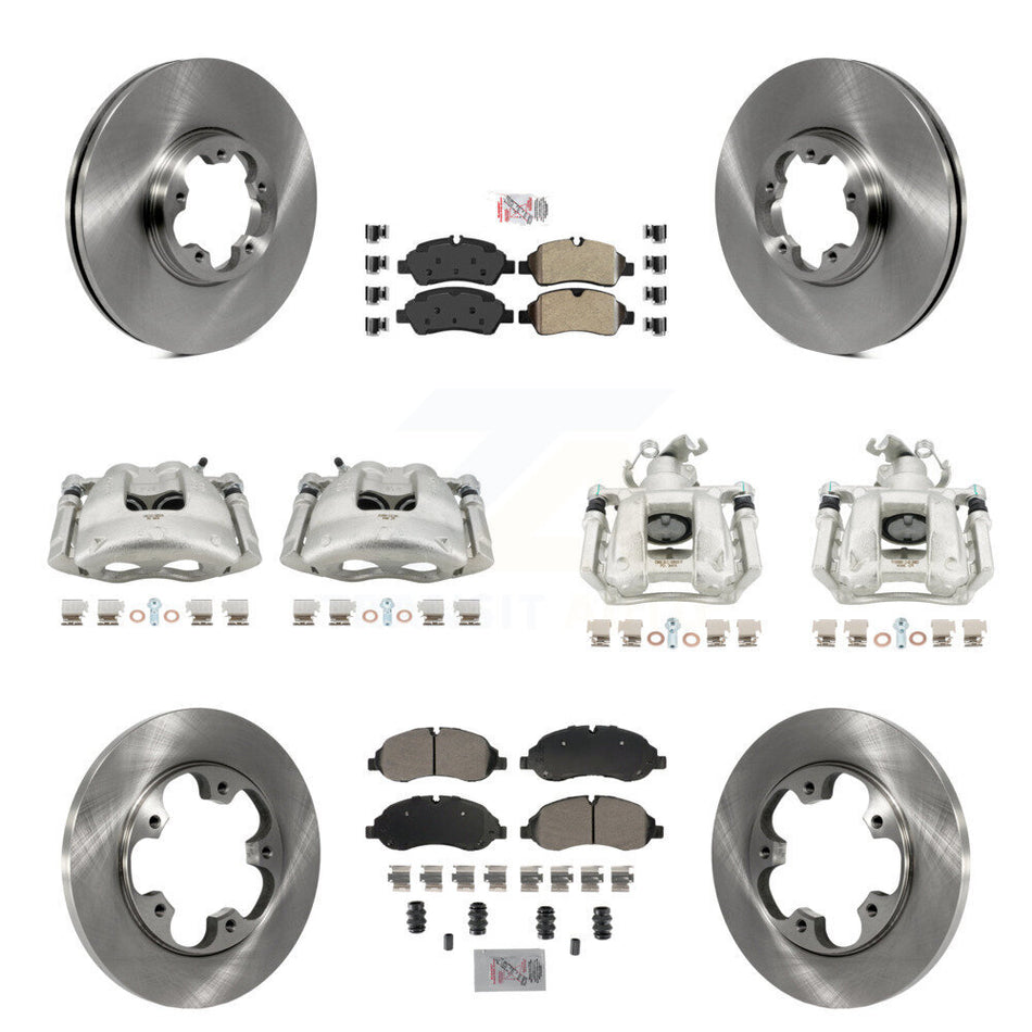 Front Rear Disc Brake Caliper Rotors & Semi-Metallic Pad Kit (10Pc) For Ford Transit-250 KC8-102396N