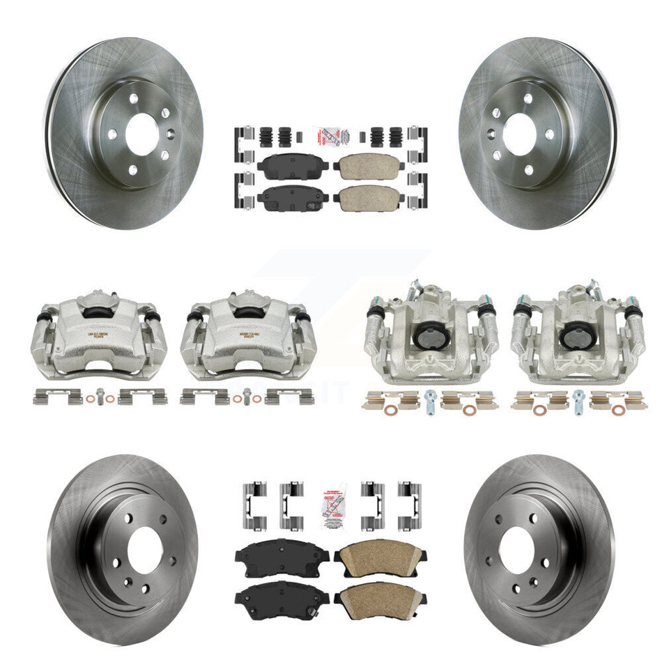 Front Rear Disc Brake Caliper Rotors And Ceramic Pads Kit (10Pc) For 2013 Chevrolet Cruze LT LTZ With 292mm Diameter Rotor KC8-102402N