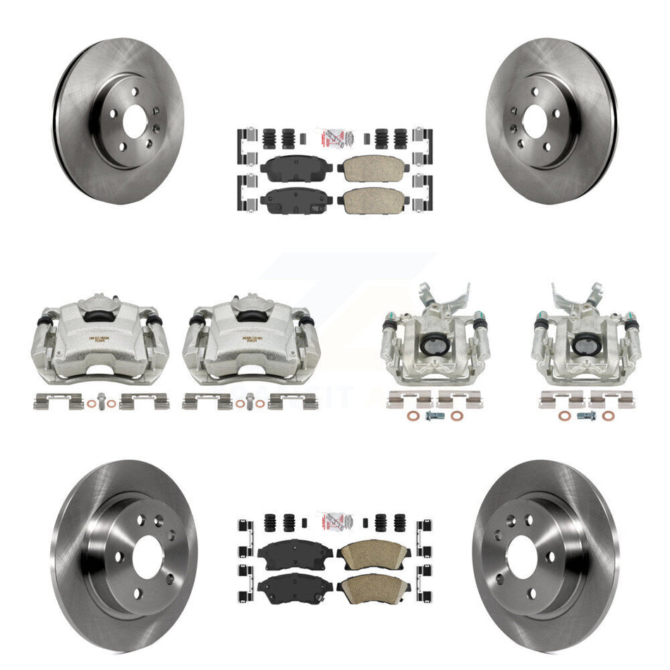 Front Rear Disc Brake Caliper Rotors And Ceramic Pads Kit (10Pc) For 2013-2014 Chevrolet Sonic RS KC8-102405N