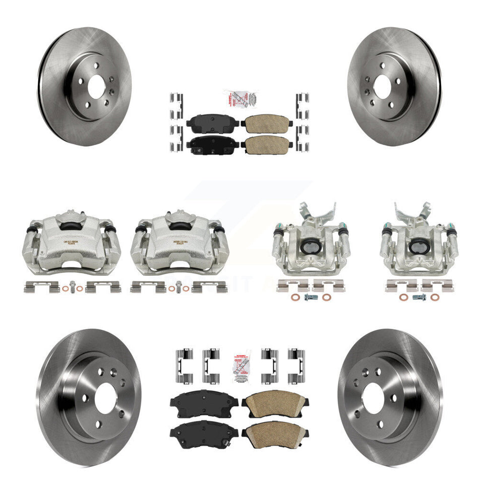 Front Rear Disc Brake Caliper Rotors And Ceramic Pads Kit (10Pc) For 2013-2014 Chevrolet Sonic RS KC8-102408N