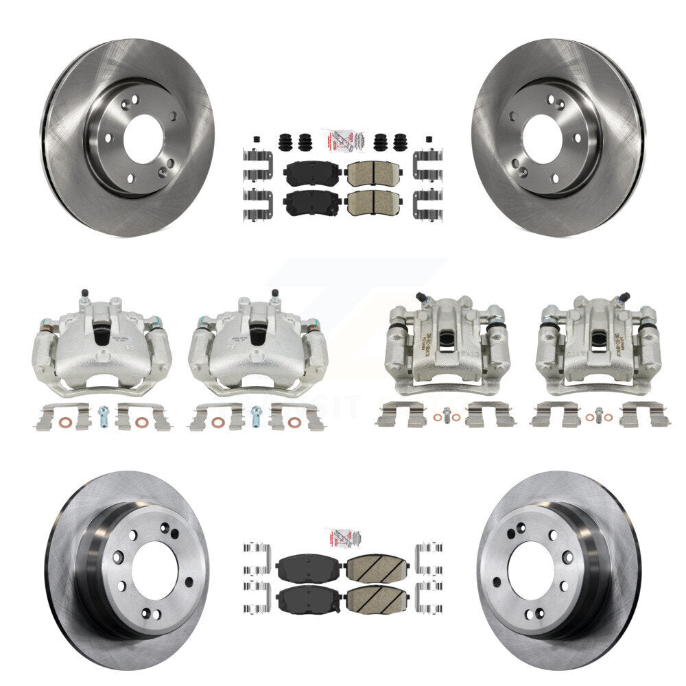 Front Rear Disc Brake Caliper Rotors And Ceramic Pads Kit (10Pc) For Hyundai Elantra KC8-102425N