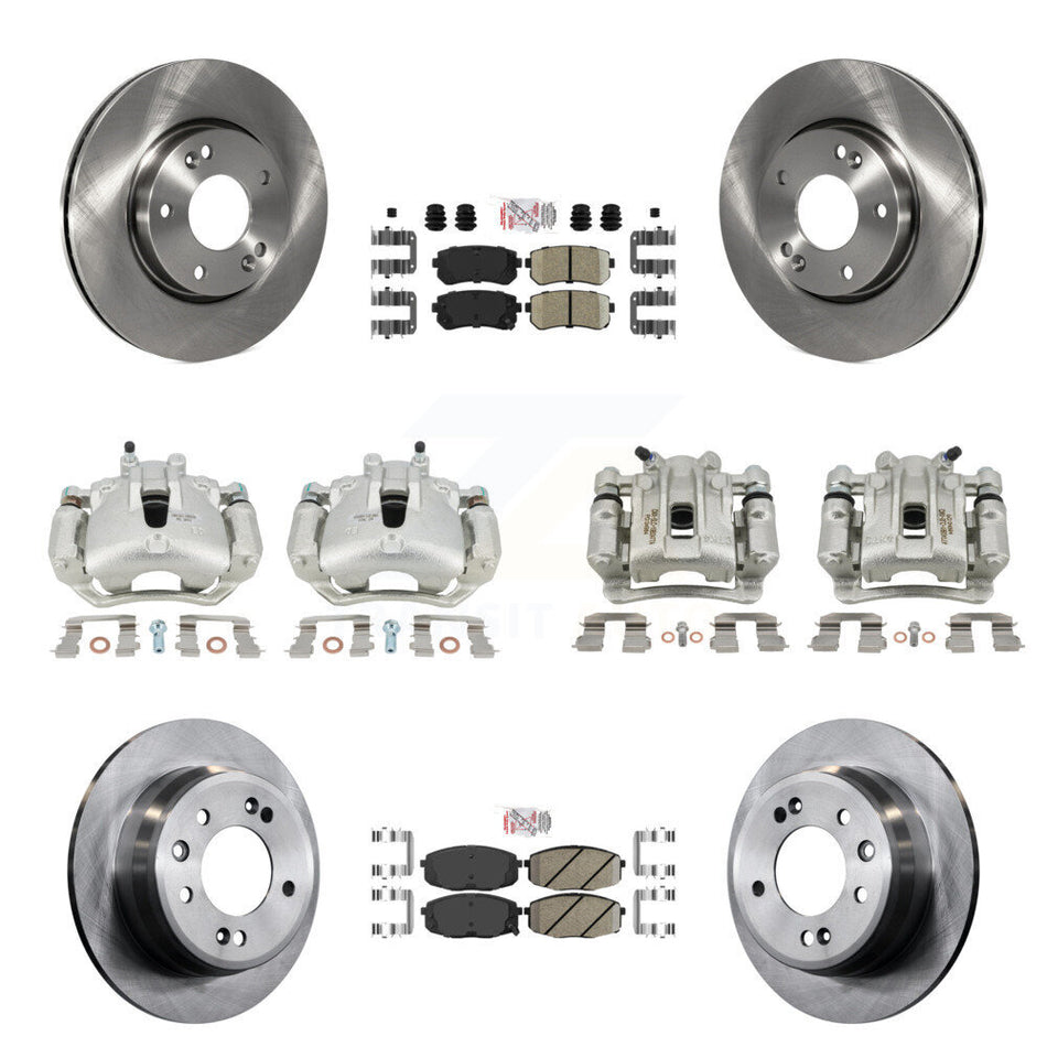 Front Rear Disc Brake Caliper Rotors And Ceramic Pads Kit (10Pc) For Hyundai Elantra KC8-102425N