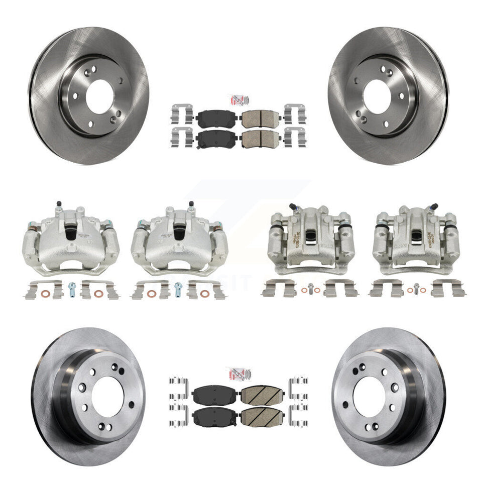 Front Rear Disc Brake Caliper Rotors And Ceramic Pads Kit (10Pc) For Hyundai Elantra KC8-102427N