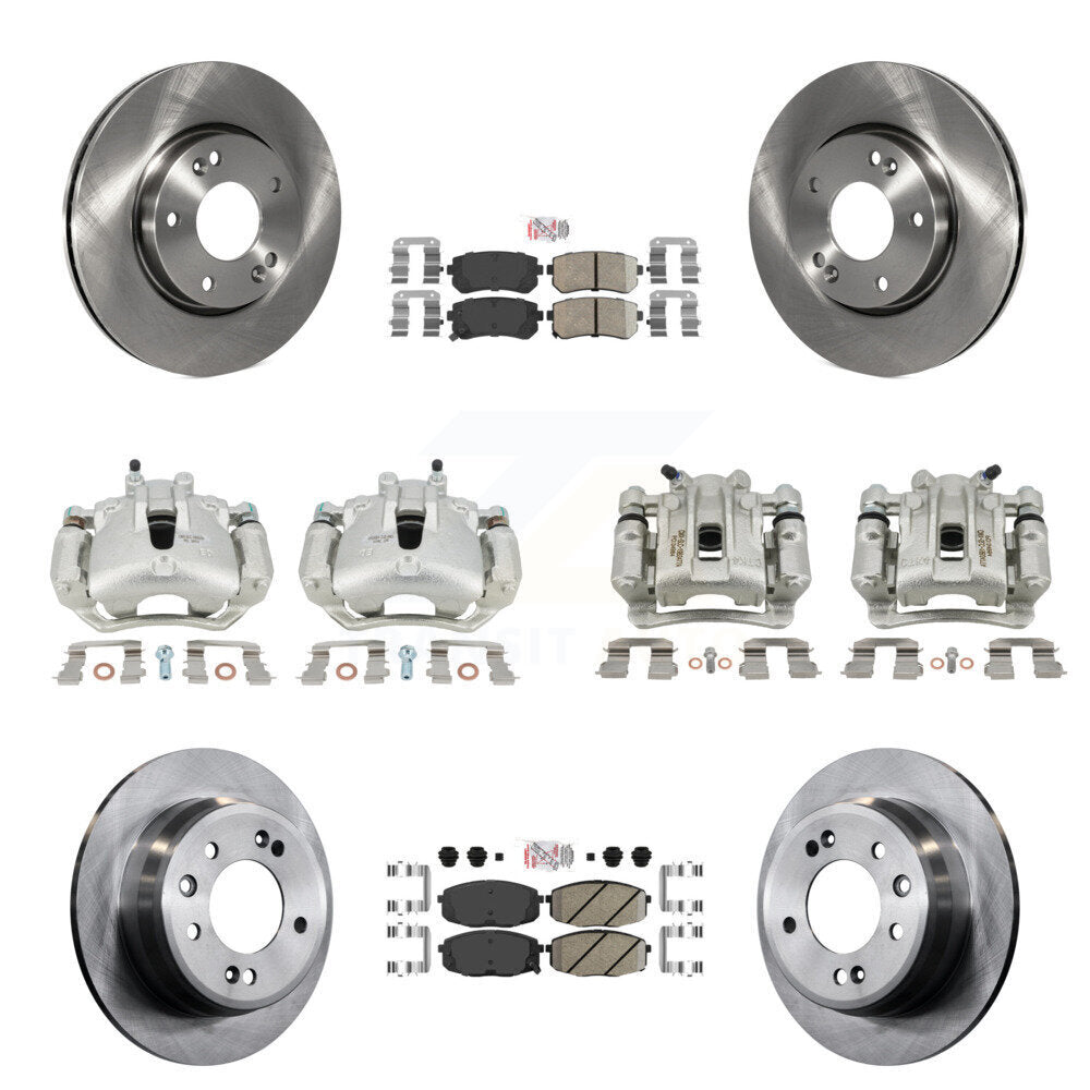 Front Rear Disc Brake Caliper Rotors And Ceramic Pads Kit (10Pc) For Hyundai Elantra KC8-102428N